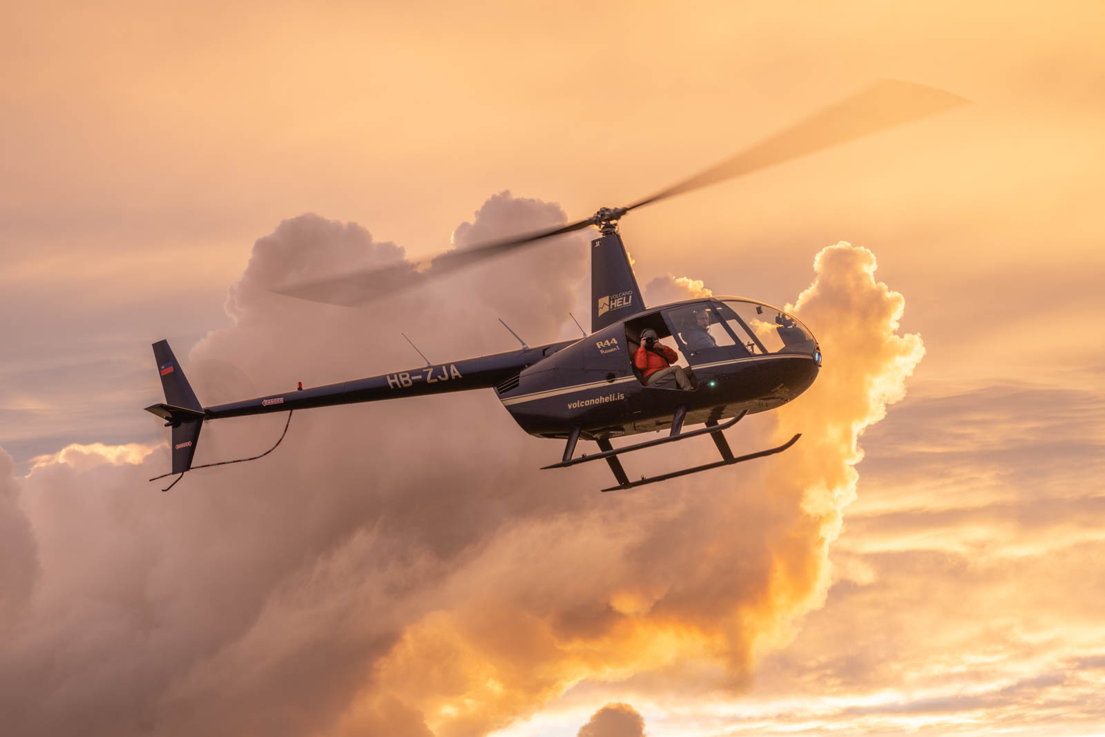 Photography helicopter flight over Iceland